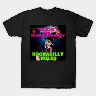 ROCK the Flamin Cowboy Rockabilly Rules T-Shirt